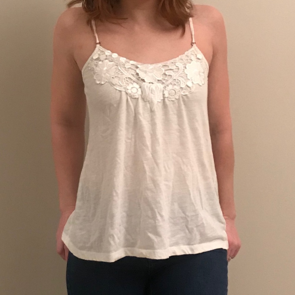 White cami with floral detailing